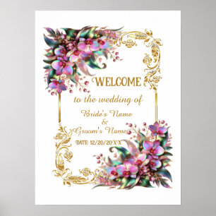 Poster Boas-vindas ao casamento da Flor Orquídea Elegante