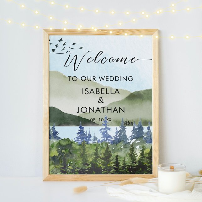 Poster Boas-vindas ao Casamento da Floresta Verde de Wate (Criador carregado)