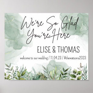 Poster Boas-vindas ao casamento da Folhagem Verde de Euca
