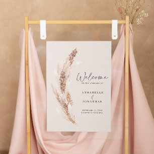 Poster Boas-vindas ao casamento da grama do Pampas modern