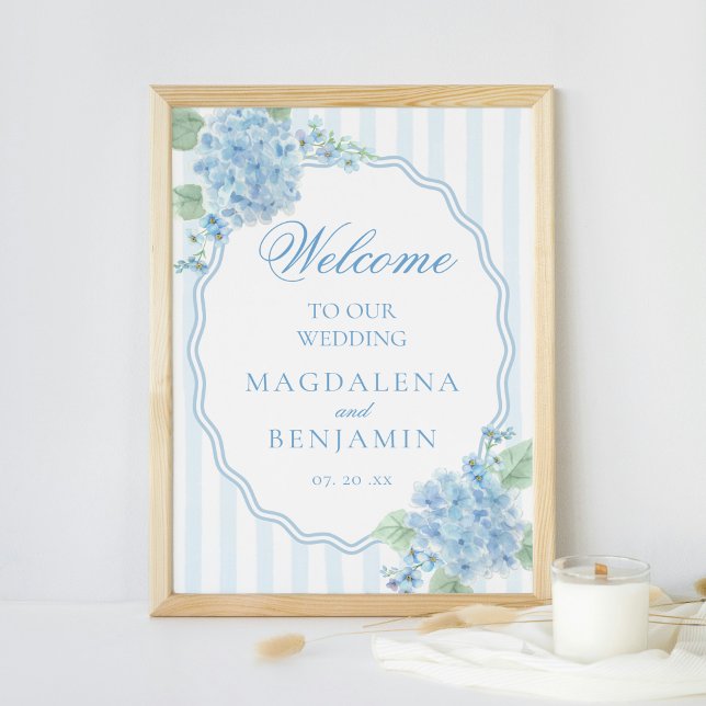 Poster Boas-vindas ao Casamento da Hydrangea Azul Victori (Criador carregado)