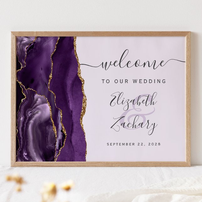 Poster Boas-vindas ao casamento da Lavanda Dourada Agate  (Criador carregado)