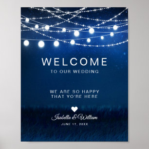 Poster Boas-vindas ao casamento das luzes de cordas de no