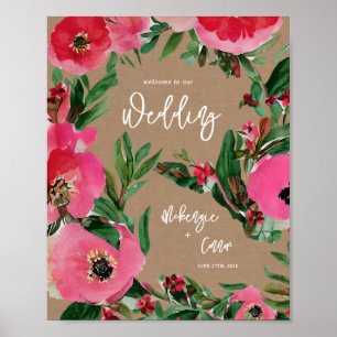 Poster Boas-vindas ao Casamento de Cartolina Anemone Wate