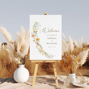 Poster Boas-vindas ao Casamento de Flores Amarelas Elegan