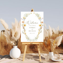 Poster Boas-vindas ao Casamento de Flores Amarelas Elegan