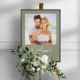 Poster Boas-vindas ao Casamento de Folhas Tropicais Botân