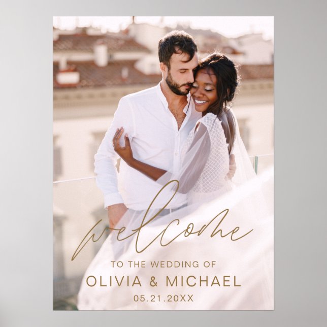 Poster Boas-vindas ao Casamento de Foto do Script Moderno (Frente)