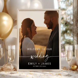 Poster Boas-vindas ao casamento de fotos elegantes modern