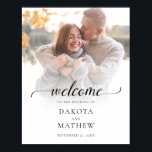 Poster Boas-vindas ao casamento de fotos modernas<br><div class="desc">Foto Elegante Chic Manuscrito Moderno Script Simples Bot Sinal de Poster de Boas-vindas</div>