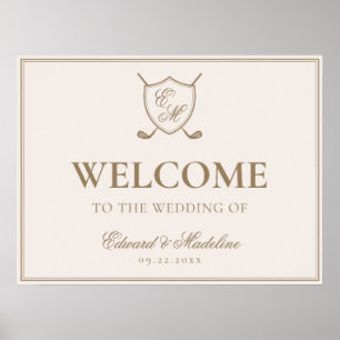 Poster Boas-vindas ao Casamento de Golfe do Monograma do