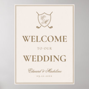 Poster Boas-vindas ao Casamento de Golfe do Monograma do