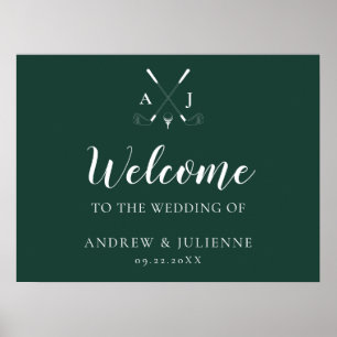 Poster Boas-vindas ao Casamento de Golfe do Monograma Ver