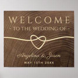 Poster Boas-vindas ao casamento de madeira simples