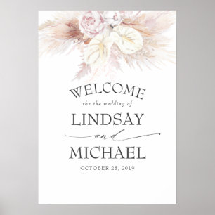 Poster Boas-vindas ao Casamento de Pampas Grass e White A