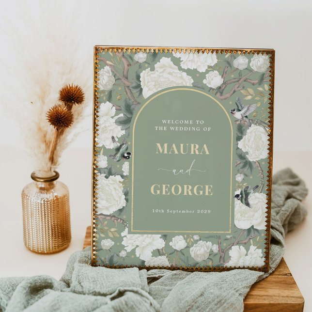 Poster Boas-vindas ao Casamento de Pássaros de Chinoiseri (Criador carregado)