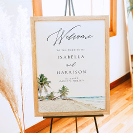 Poster Boas-vindas ao Casamento de Praia da Watercolor do