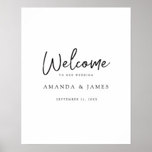 Poster Boas-vindas ao casamento de preto e branco com o r