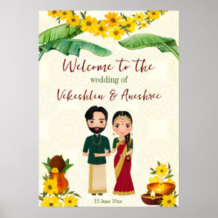 Poster Boas-vindas ao casamento de Telugu Tamil no Sul da