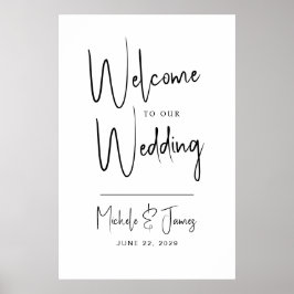Poster Boas-vindas ao Casamento de Tipografia com Script 