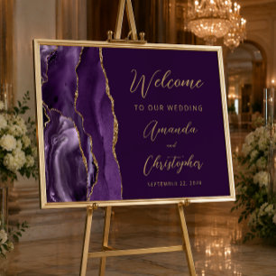 Poster Boas-vindas ao casamento do Dourado Script Agate R