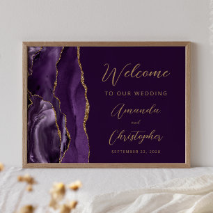 Poster Boas-vindas ao casamento do Dourado Script Agate R