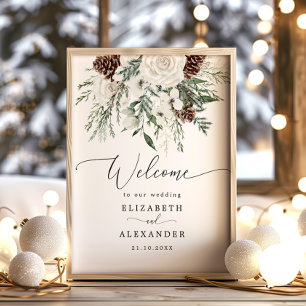 Poster Boas-vindas ao casamento elegante do inverno