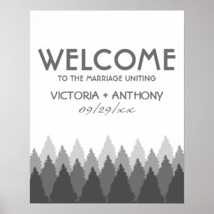 Poster Boas-vindas ao casamento entre a floresta de cinza