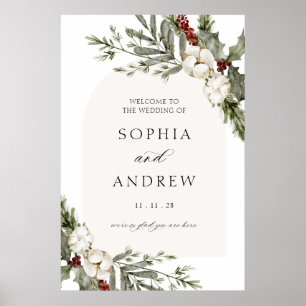 Poster Boas-vindas ao Casamento Floral de Inverno Elegant