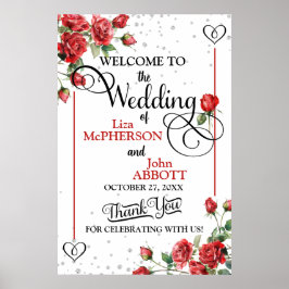 Poster Boas-vindas ao Casamento Floral do bonito Rosa ver