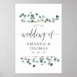 Poster Boas-vindas ao Casamento Geométrico Eucalyptus Wat