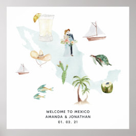 Poster Boas-vindas ao casamento mexicano