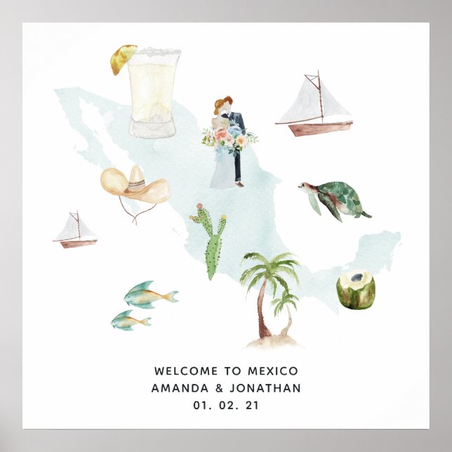 Poster Boas-vindas ao casamento mexicano (Frente)