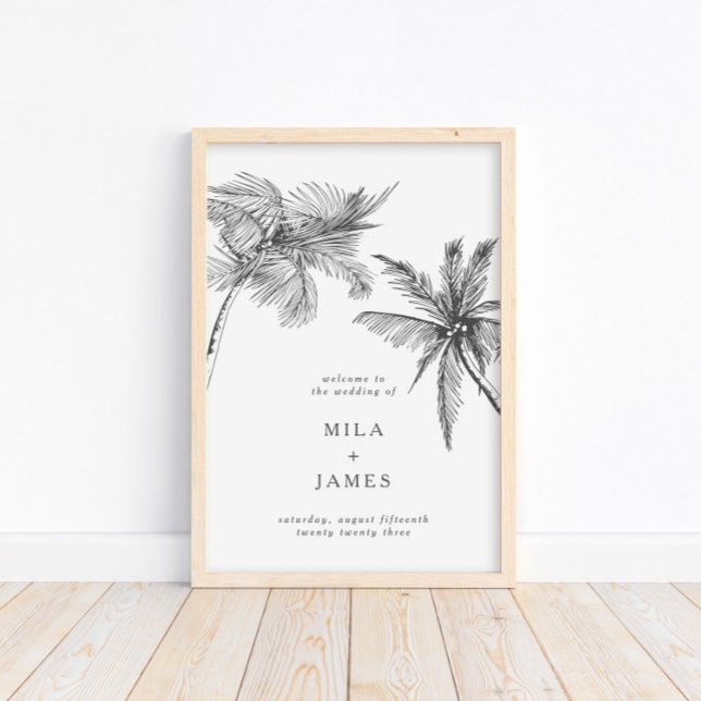 Poster Boas-vindas ao Casamento Minimalista Tropical Mode (Available for print and digital download!)