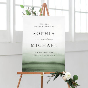 Poster Boas-vindas ao Casamento Moderno do Ombre Verde Wa