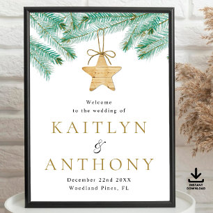 Poster Boas-vindas ao Casamento no inverno Watercolor Pin