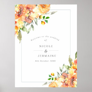 Poster Boas-vindas ao Casamento outono das Flores Laranja