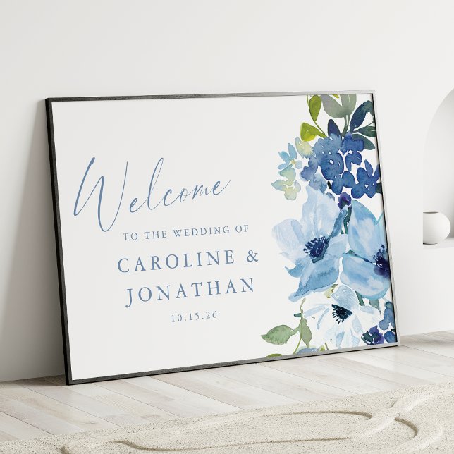 Poster Boas-vindas ao Casamento Personalizado Floral de C (Criador carregado)