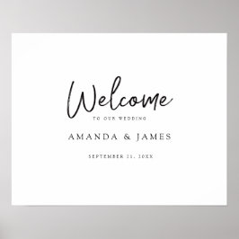Poster Boas-vindas ao casamento preto e branco com script