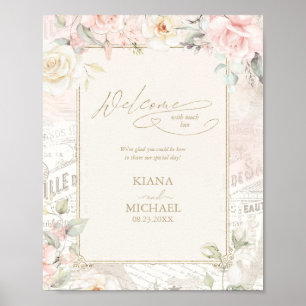 Poster Boas-vindas ao casamento românico francês ID870