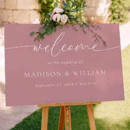 Poster Boas-vindas ao Casamento Rosa Maciço com Script Mí