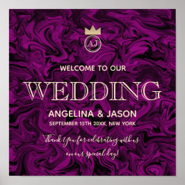 Poster Boas-vindas ao Casamento Roxo e Dourado