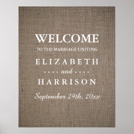 Poster Boas-vindas ao Casamento Rustic Burlap