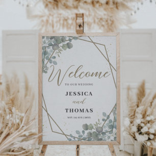Poster Boas-vindas ao Casamento Rustic Eucalyptus Foliage