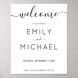 Poster Boas-vindas ao casamento simples minimalista moder