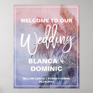 Pôster Boas-vindas ao Casamento Solar Tropical
