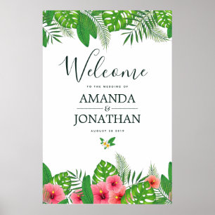 Pôster Boas-vindas ao Casamento tropical de Watercolor