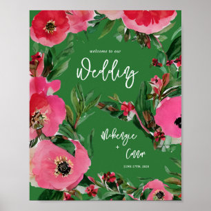 Poster Boas-vindas ao Casamento Verde com Anemone Waterco