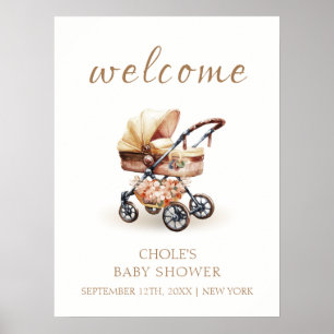 Poster Boas-vindas ao Chá de Bebê Boho Floral Neutro
