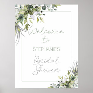 Poster Boas-vindas ao Chá de Bebê Boho Moderno com Folhag